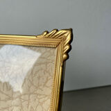 Vintage art deco style metal gold colored picture frame brass 14.5 cm x 11.5 cm convex glass