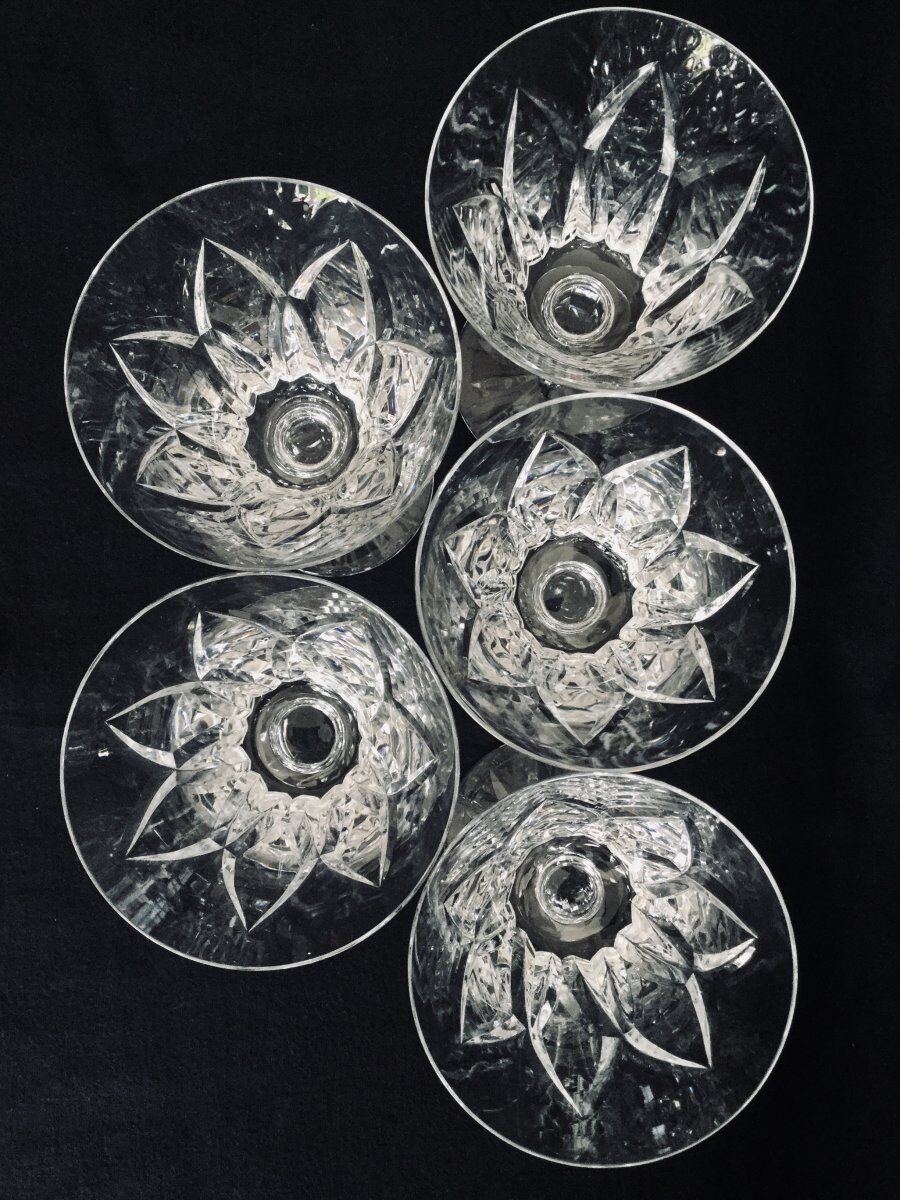 Set of 5 crystal water glasses of Saint Louis Camargue model