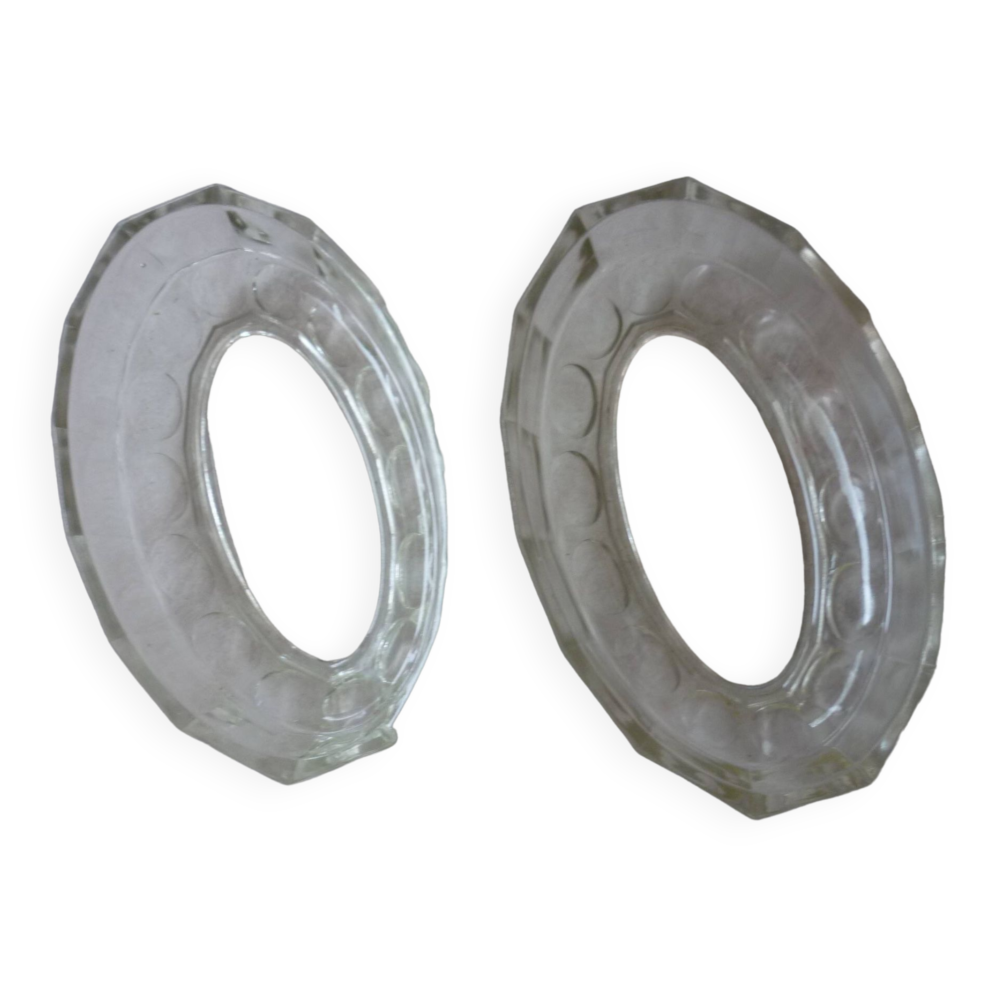 Pair of large old art deco glass ramekins