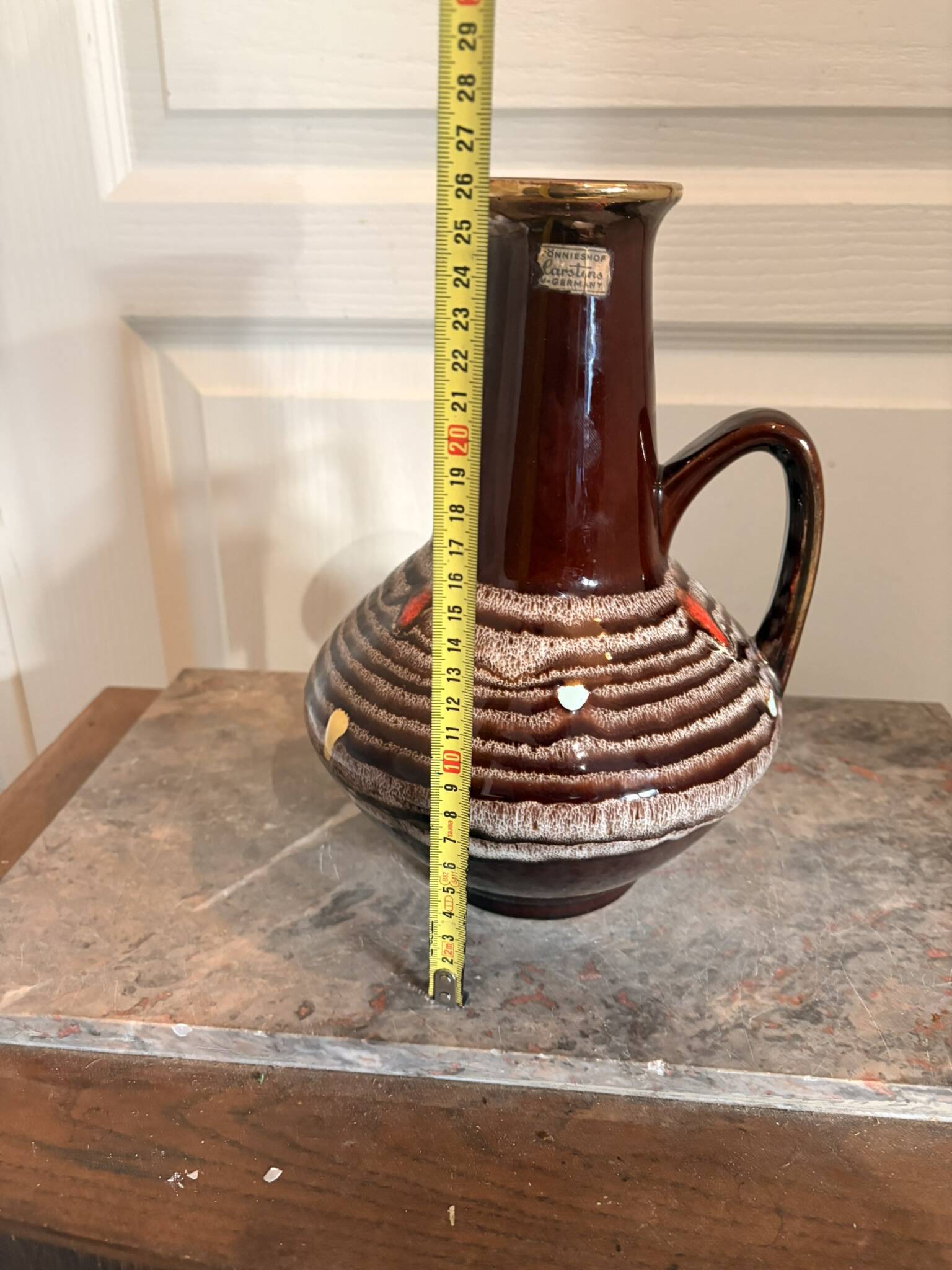 Vintage Glazed Ceramic Pot Vase Carstens Germany 1970