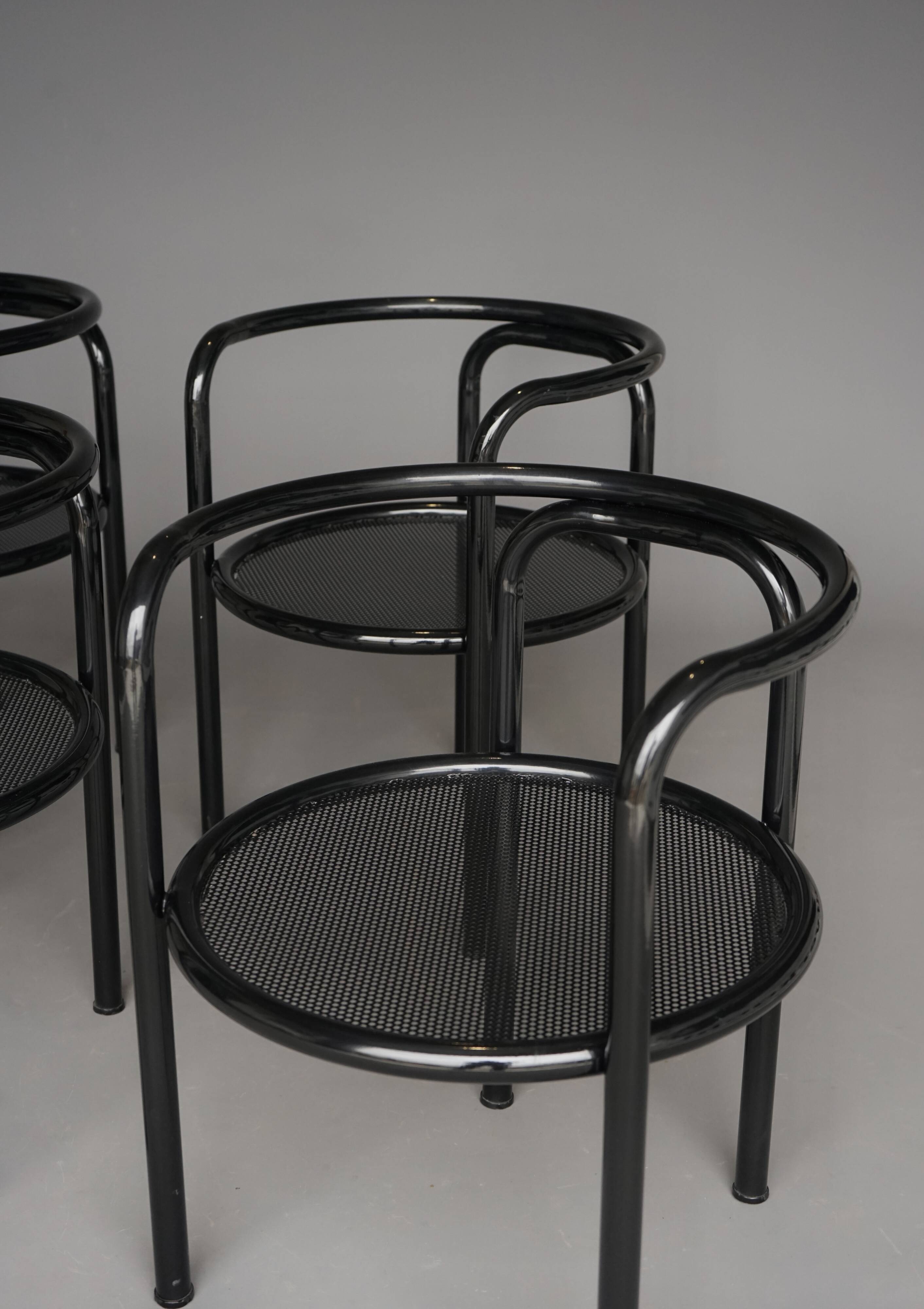 Set of 4 black 'Locus Solus' chairs by Gae Aulenti for Poltronova, 1960s