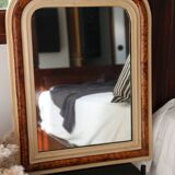 Miroir ancien style Louis Philippe, loupe de bois