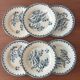 Set of 6 antique dessert plates Gien model Thistle Terre de Feu