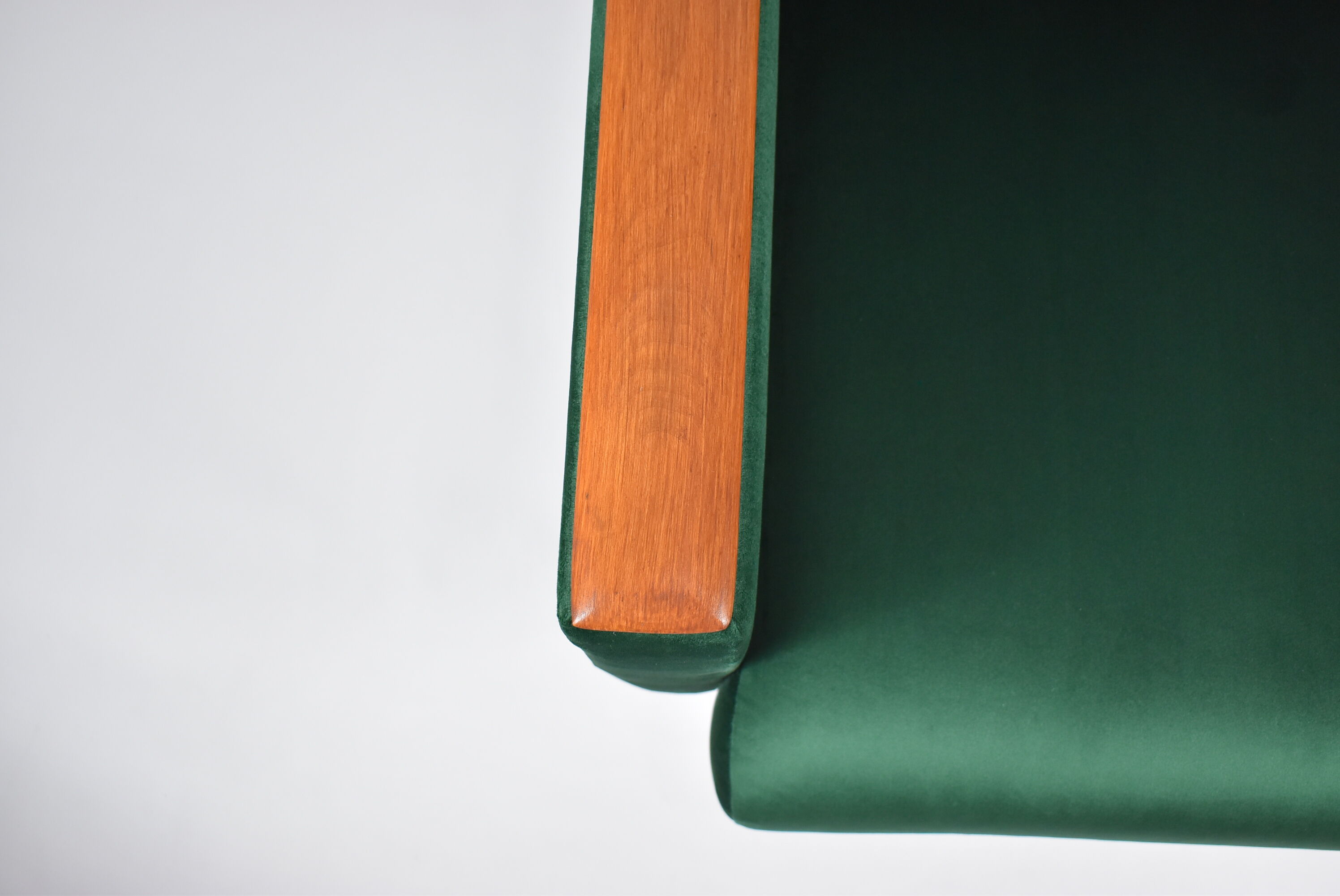 Vintage velvet armchair, 1970, mid century, green bottle color