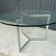 Large round table slab of stainless glass base