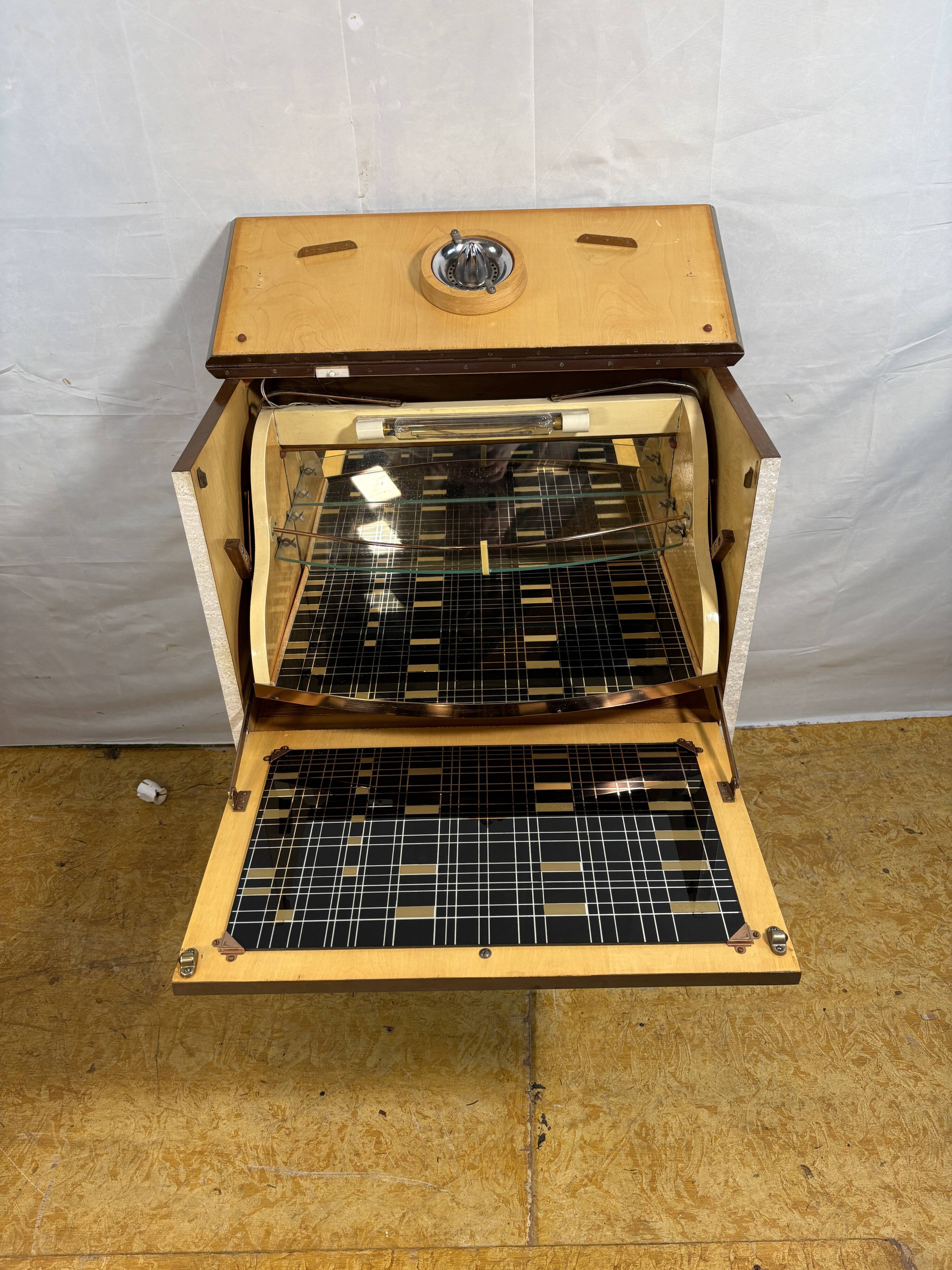 Mid Century Retro Teak & Lamination Cocktail Bar Cabinet (Circa 1950–1960)