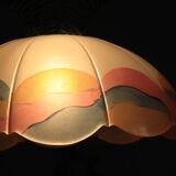 Suspension osier/rotin & verre vintage