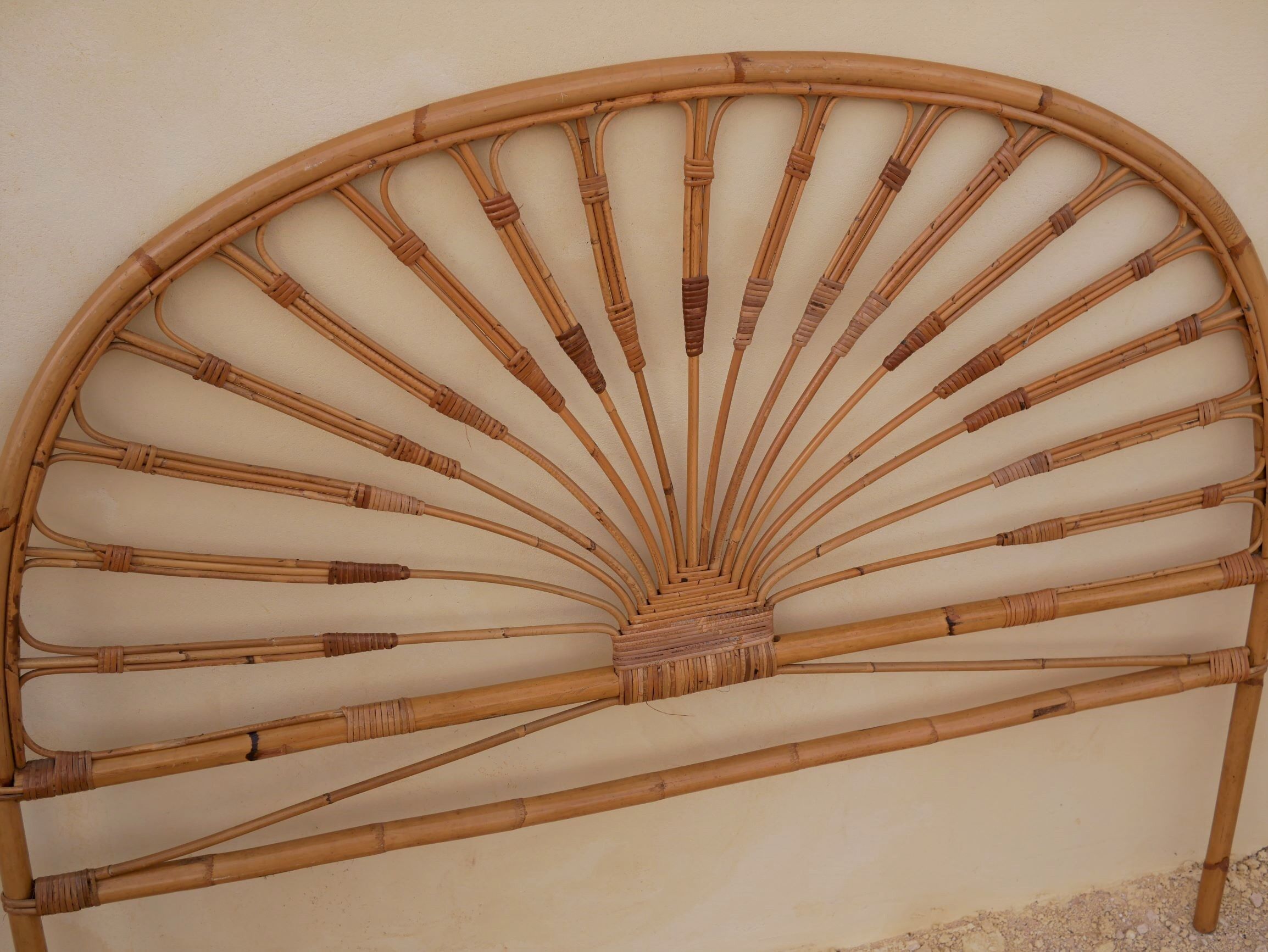 Rattan headboard and bedside table