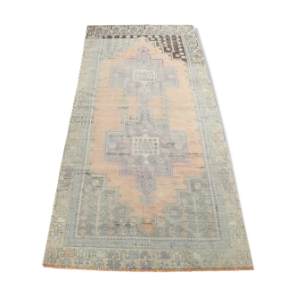 3x7 Faded Small Vintage Rug, One Of A Kind Turkish Rug  102x226cm