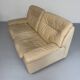 Old 2-seater beige leather sofa designed by Carl Larsson De Sede, vintage 80s