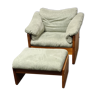 Vintage teak Danish design armchair and foot stool by Mikael Laursen
