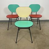 Set of 3 two-tone formica chairs from the 50s