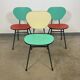Set of 3 two-tone formica chairs from the 50s