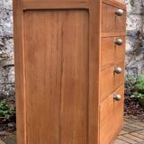 Vintage chest of drawers in solid raw wood from 1950