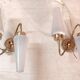 Asymmetrical brass wall lights with opaline shades, 1950s-60s.