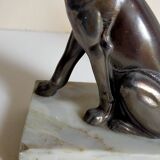 Pair of Art Deco bookends to signed wolf dogs