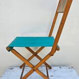 Folding fisherman's chair in wood and fabric