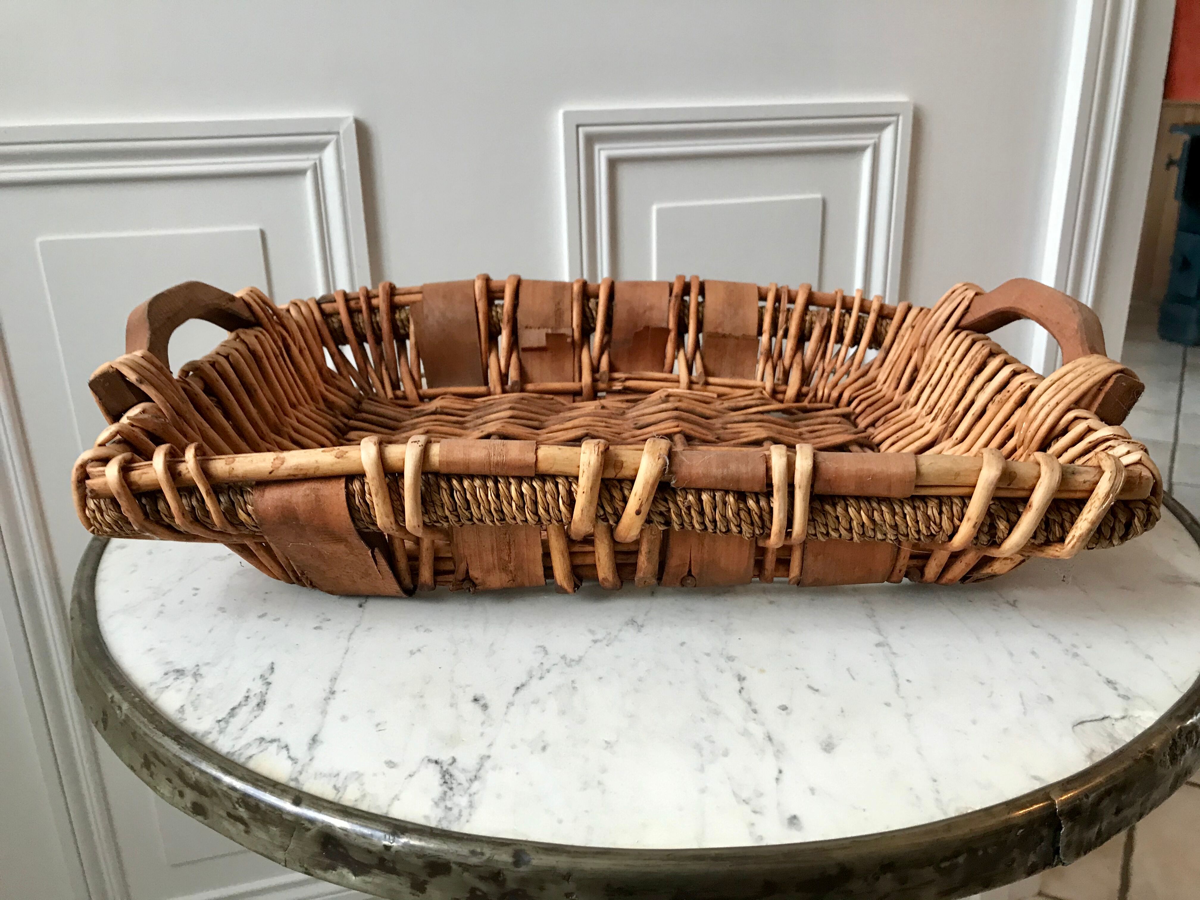 Wooden and bamboo tray 60s-70s