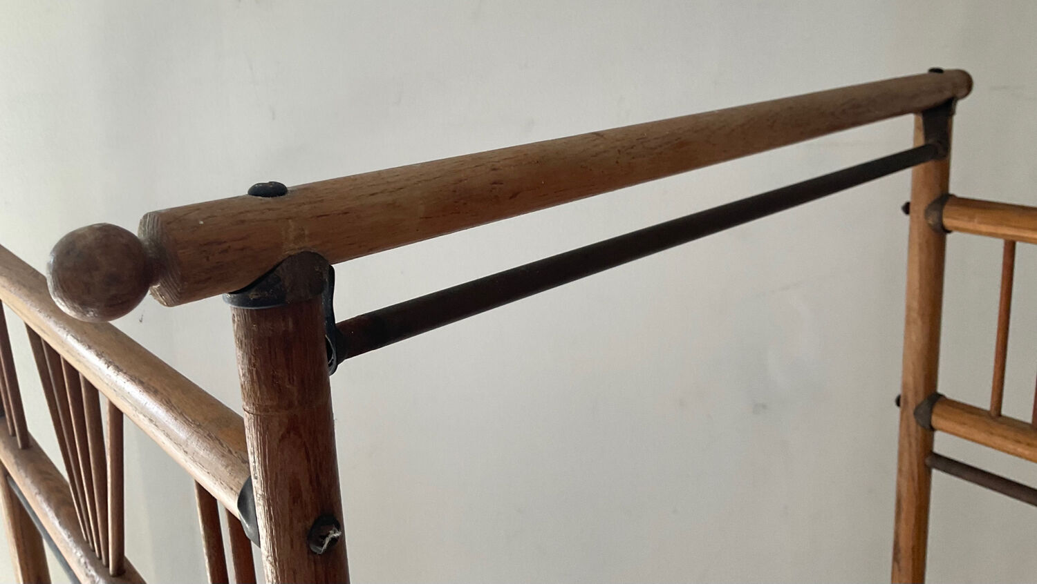 Paravent vintage des années 60 en bois et rotin