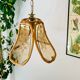 Rattan chandelier suspension and glass 60s