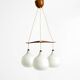 Pendant lamp with opal glass shades teak frame by Uno & Östen Kristiansson
