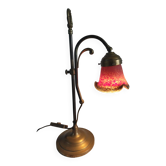 Brass articulated lamp with glass paste signed art of France.