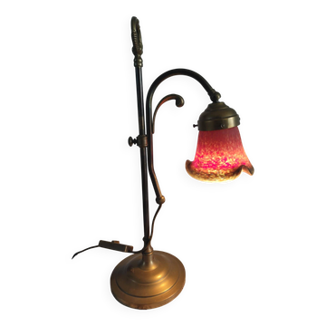 Brass articulated lamp with glass paste signed art of France.