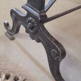 Large bistro table wooden top and cast iron bases -2m56