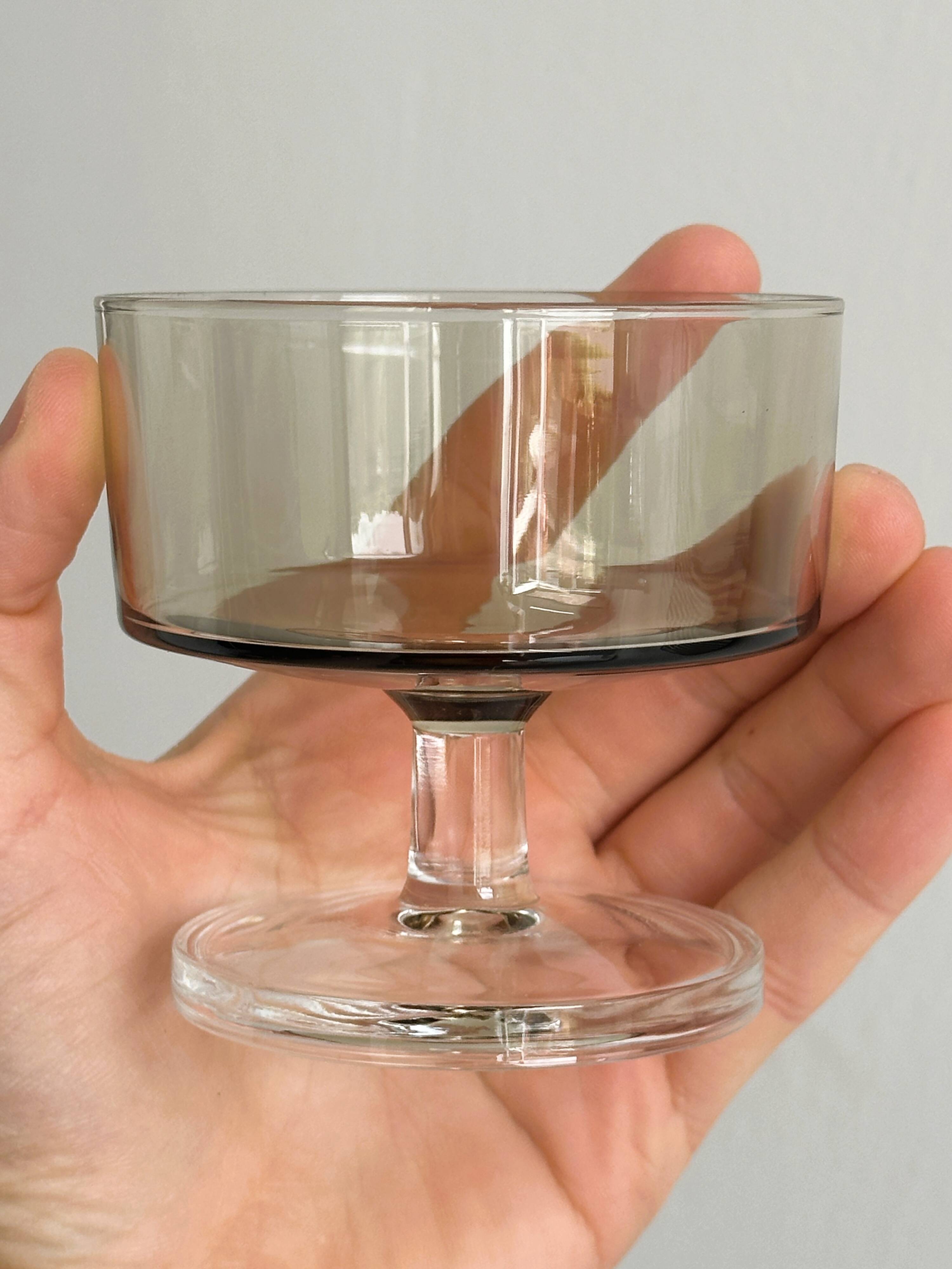 5 smoked glass dessert bowls.