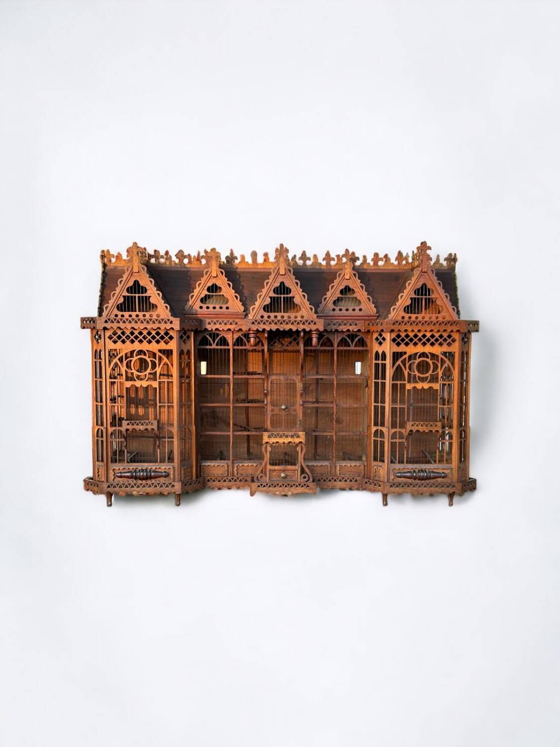 Important bird cage - aviary representing a house early 20th century l 158 cm