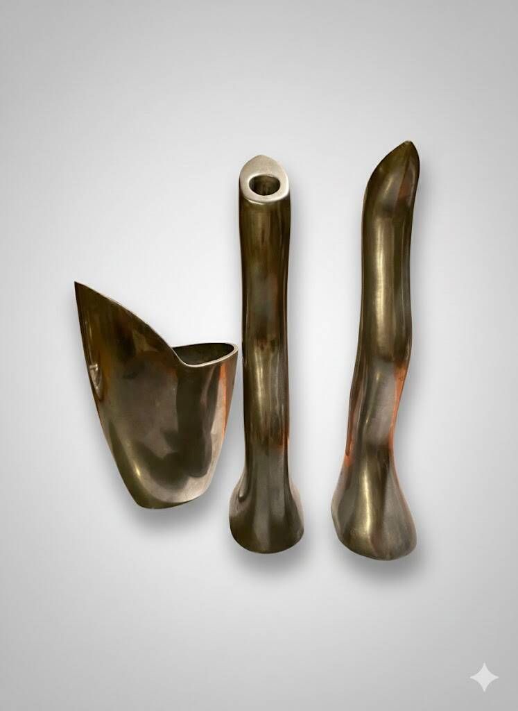 Solid aluminium set Anna Efverlund – 2 candle holders and 1 vase