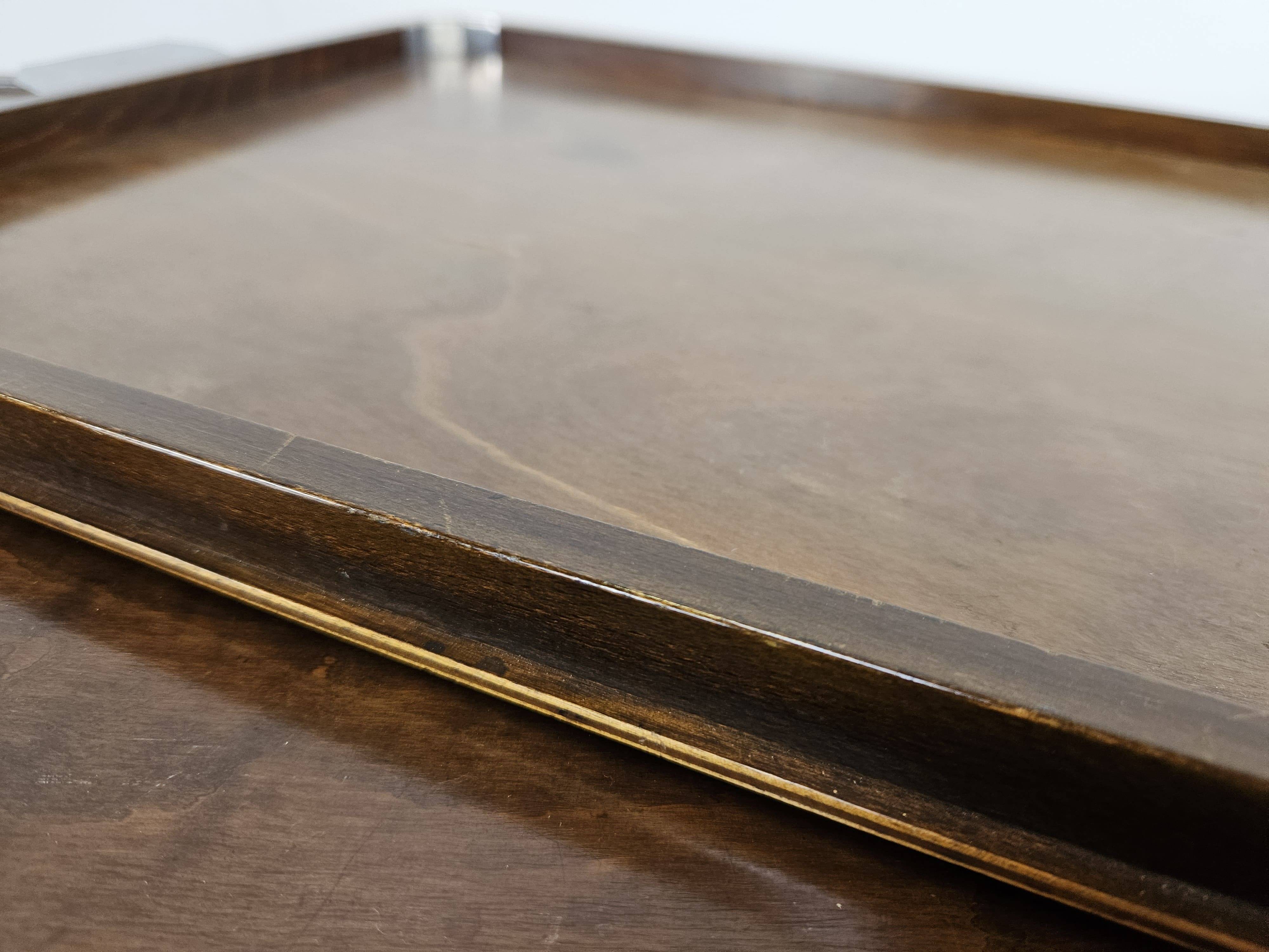 1930s art decò tray by fada in wood and metal