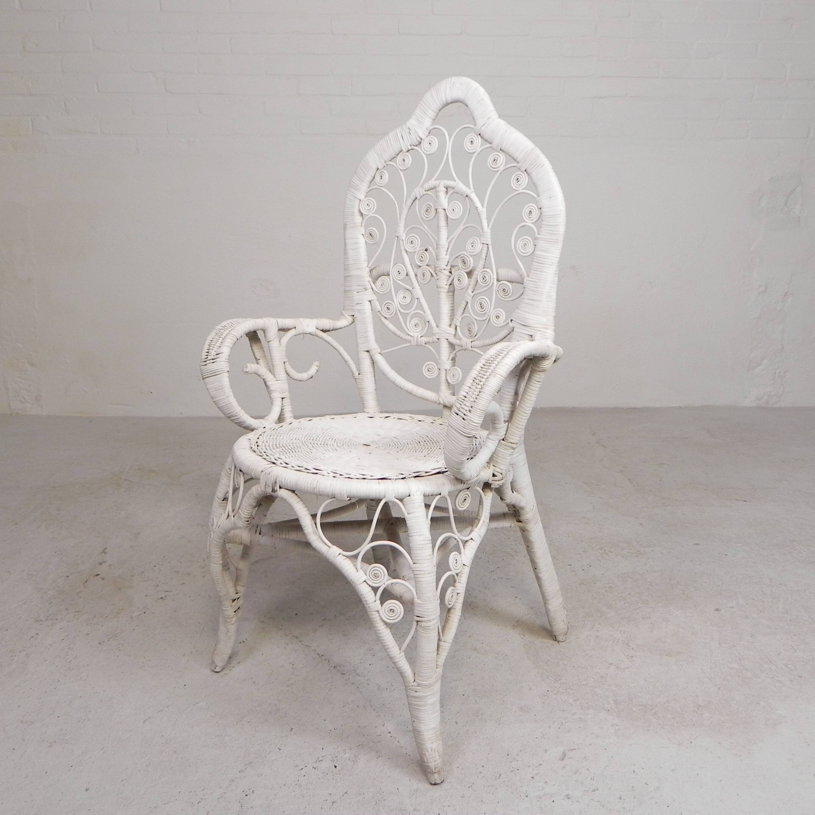 Vintage bamboo, rattan armchair with armrests, 1950s