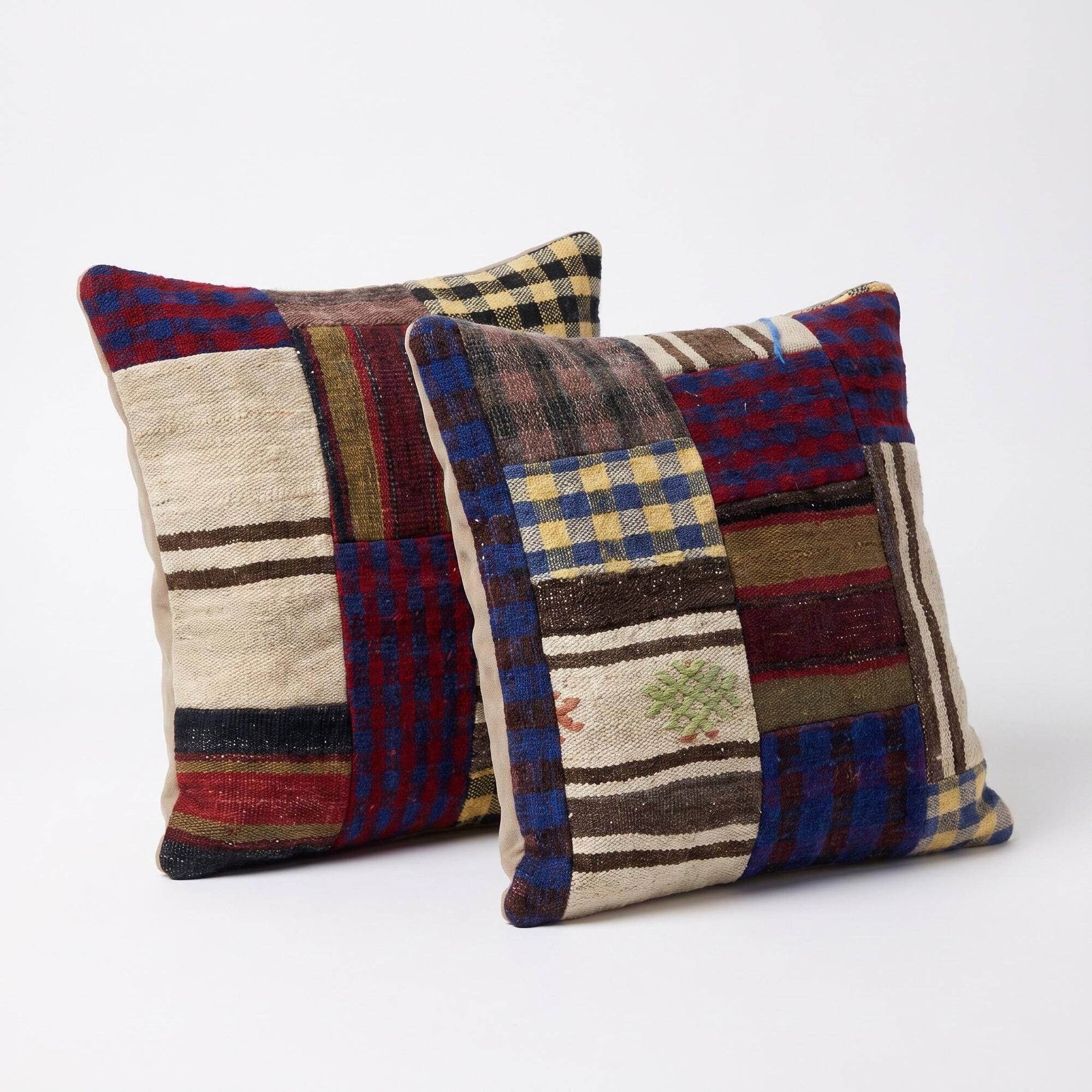 Set of 2 vintage kilim cushion covers 48x48 cm