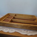 Cutlery rack in wicker and bamboo