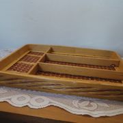 Cutlery rack in wicker and bamboo