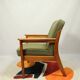 Fauteuil vintage vert boucle 1960 Scandinavian design
