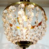 2-light brass and crystal ceiling light