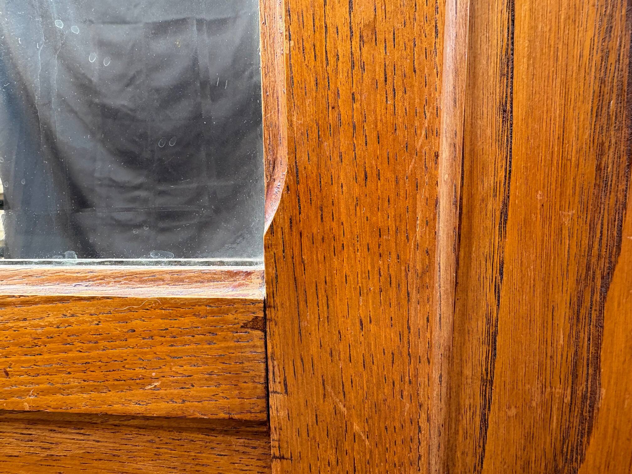 /Art Deco wardrobe with mirror in carved solid oak from the 20s/30s