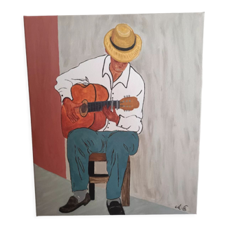 Toile "Paseo Cubano Guitariste Cubain"