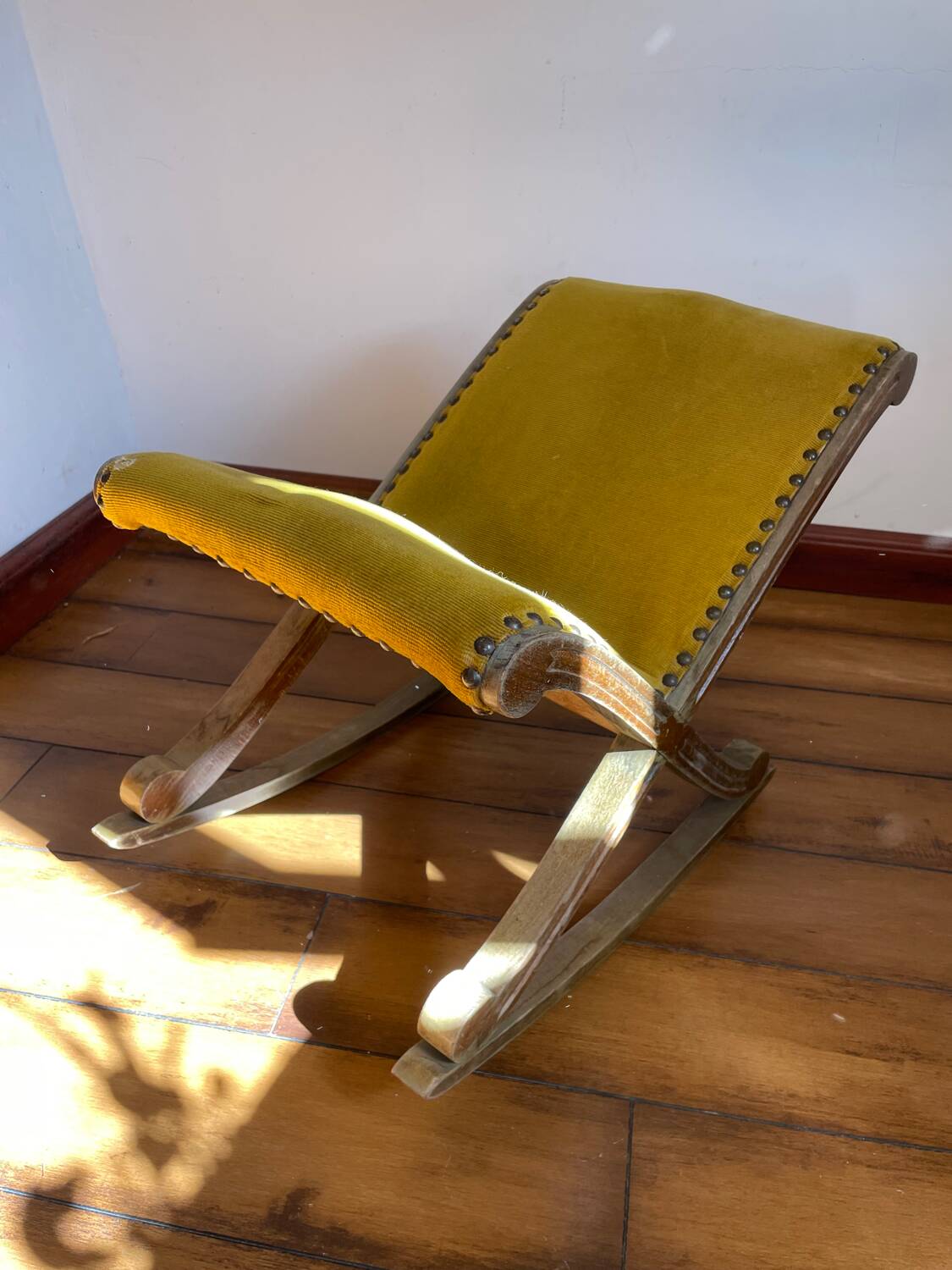 Mustard Velvet Rocking Footrest