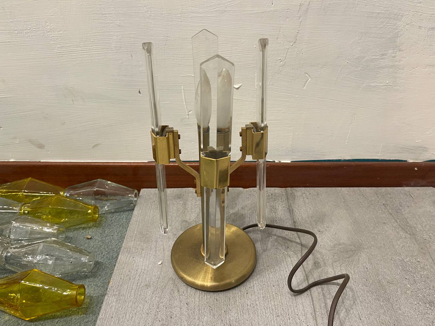 Italian Brass Crystal Table Lamps 1970’s