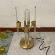 Lampes de table italiennes en laiton et cristal des années 1970