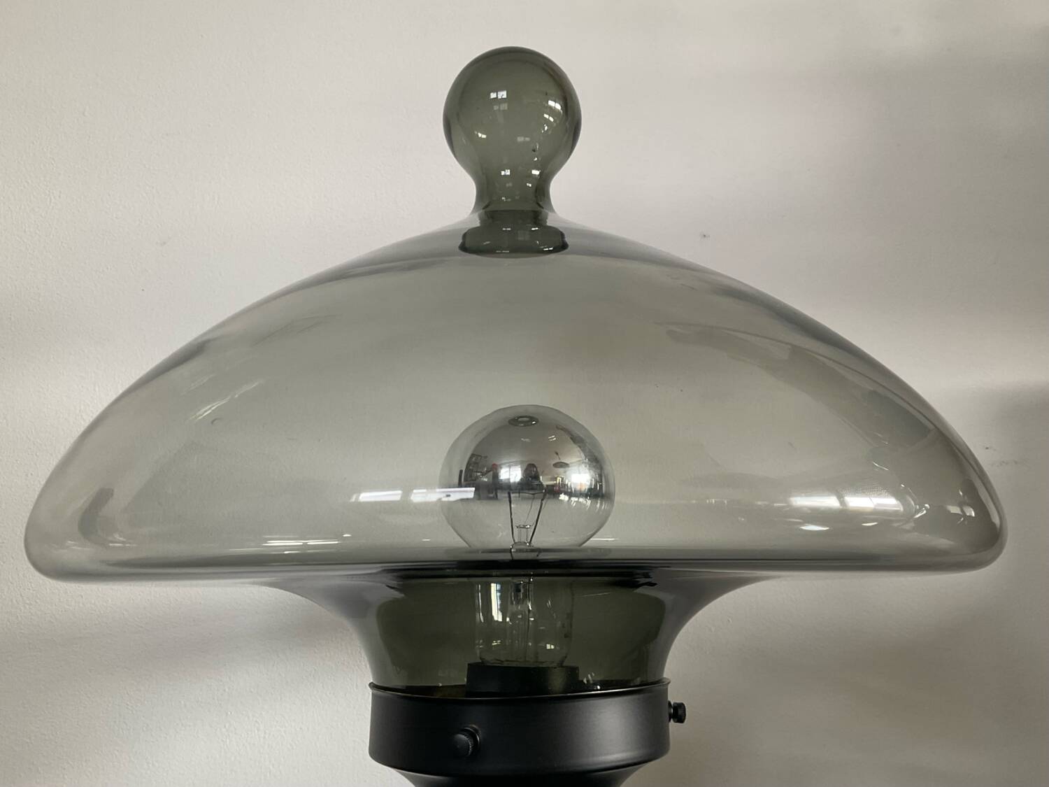 Vintage blown glass and metal lamp