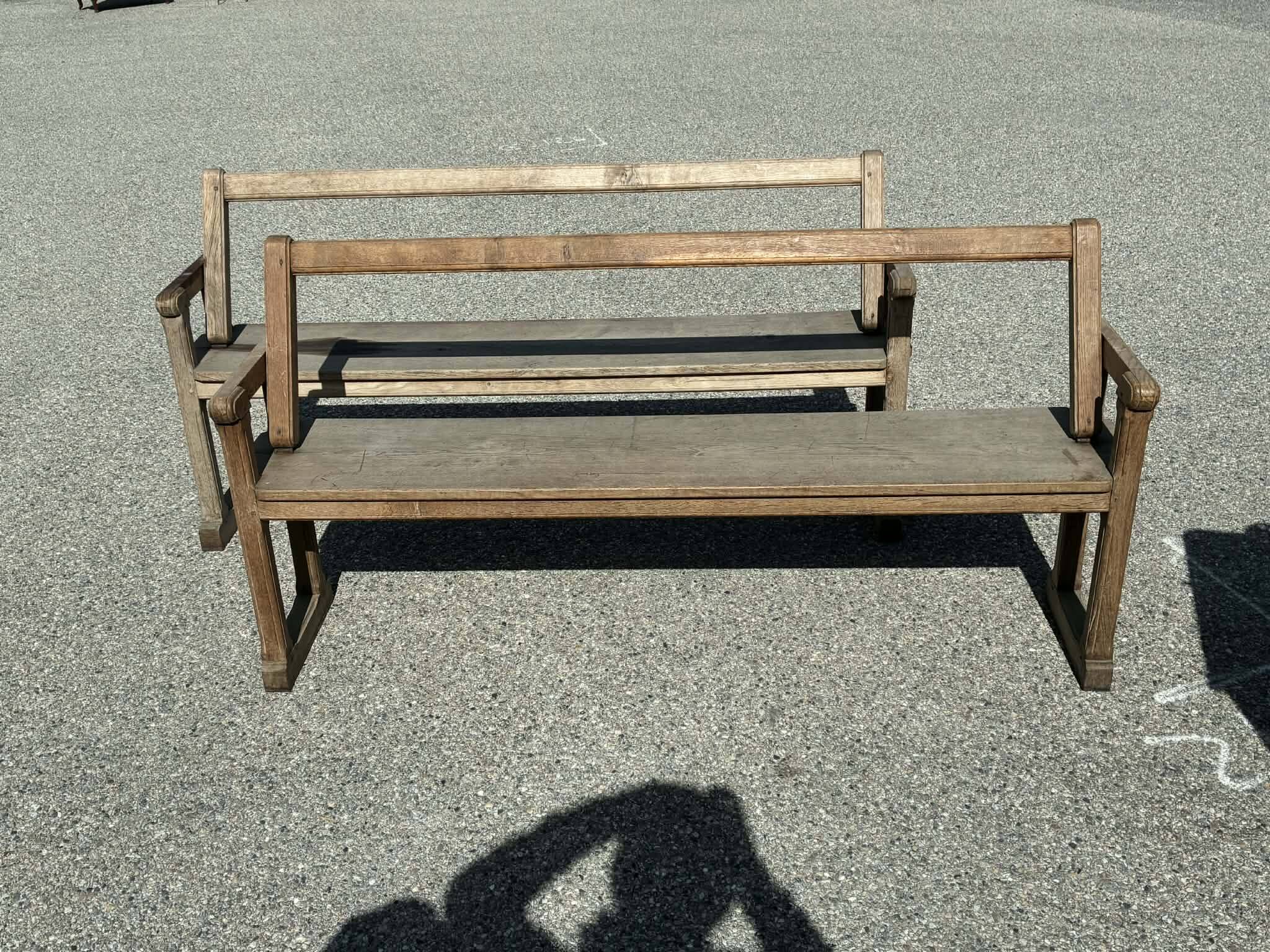 2 wooden benches