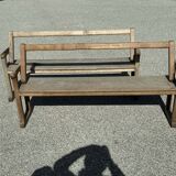 2 wooden benches