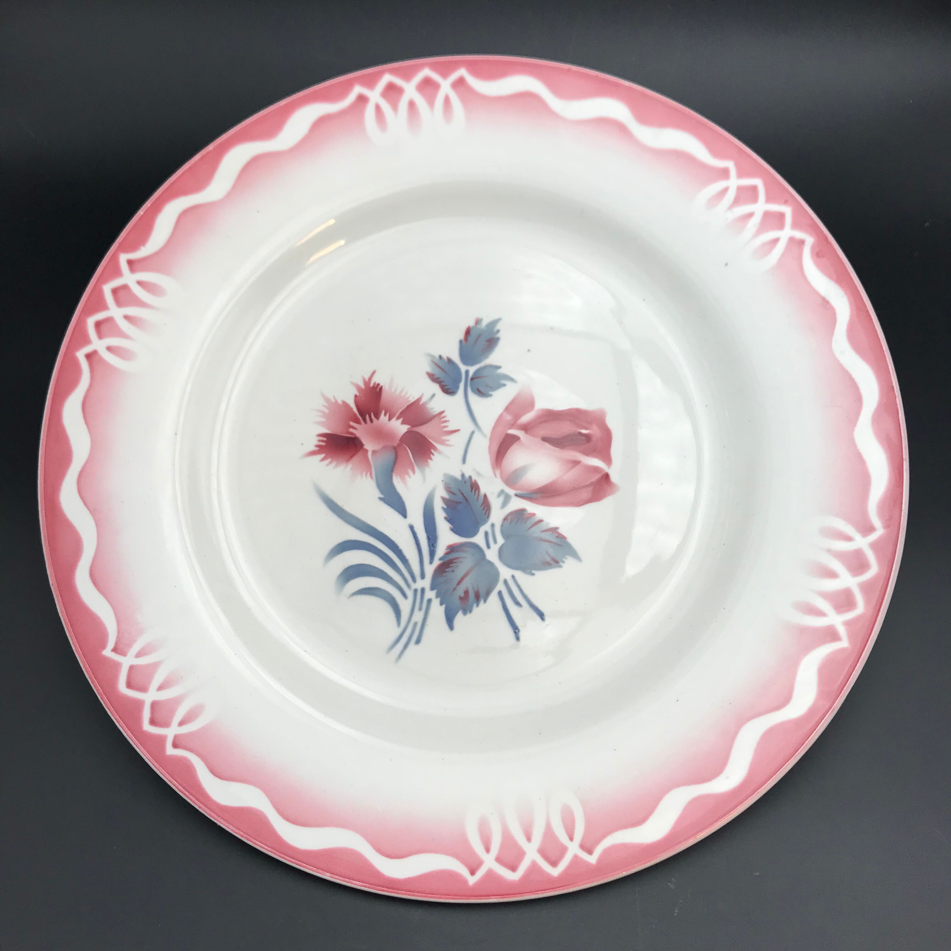 Set of 6 vintage flat plates Digoin décor Marjolaine