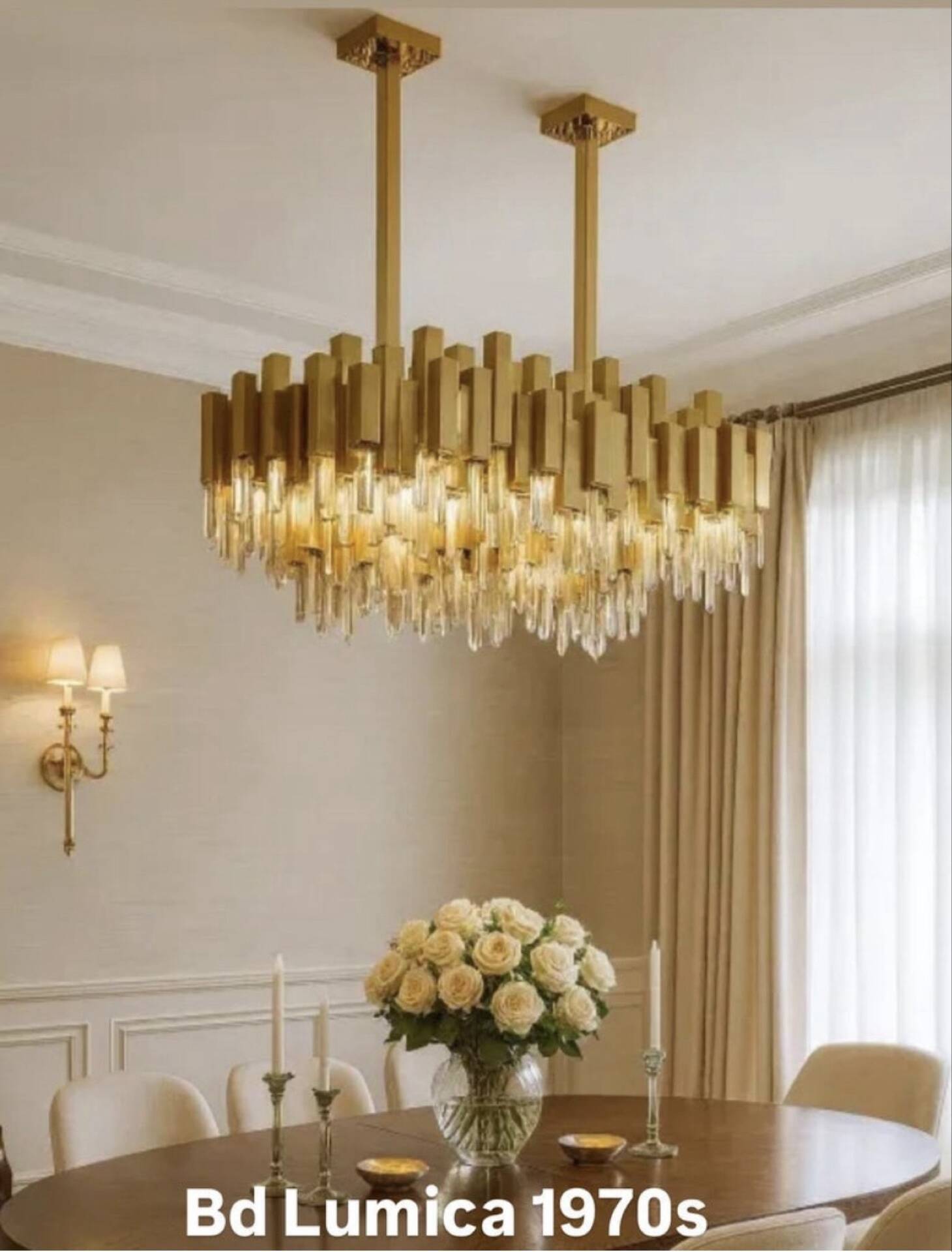 Bd Lumica chandelier in brass, 12 lamps, unique model.