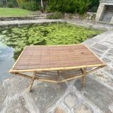 Table basse en rotin vintage vers 1960