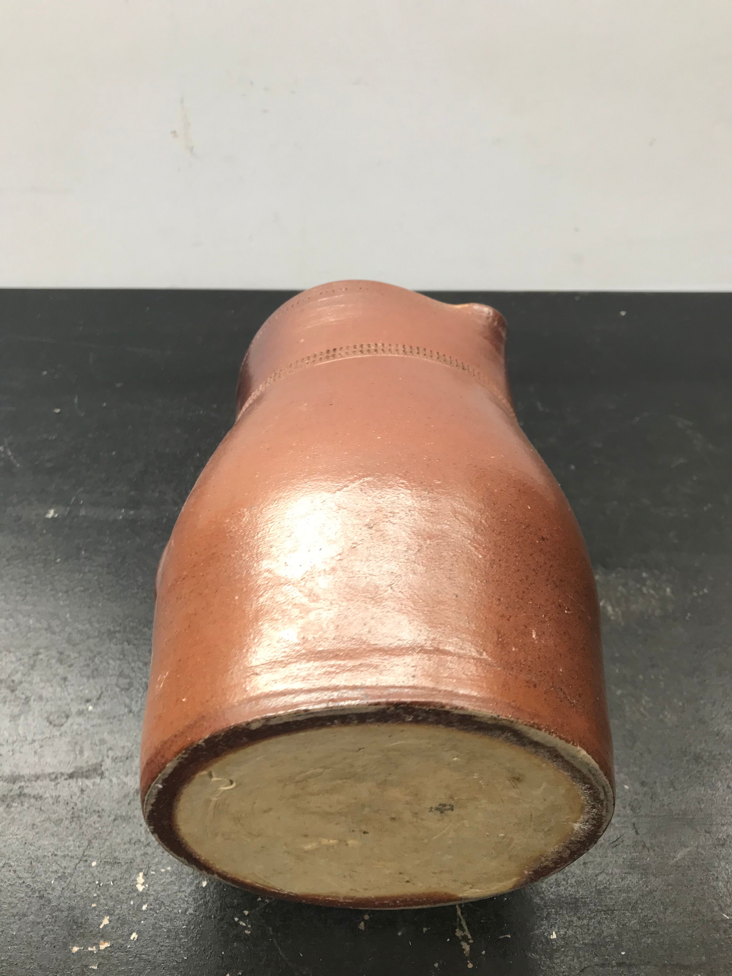 Former pitcher brown sandstone interior white 70s vintage